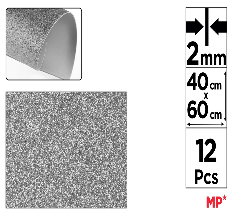 Pianka dekoracyjna brokatowa EVA 40X60CM szara PN574-17 MP